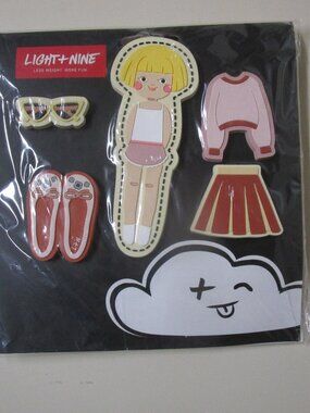 NIB ADORABLE LIGHT+NINE Nimix 5 Piece Paper Doll Girl Set pink dressup school